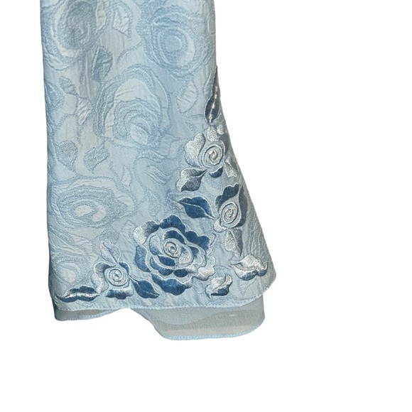 Plaza South Vintage Blue Floral Embroidered Accent Dressy Blazer Jacket Sz 6 - Picture 5 of 11